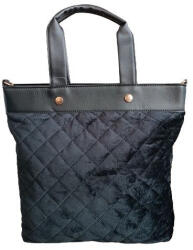  Detti női kézitáska fekete tote shopper nagyméretű plüssös (run-686-black)