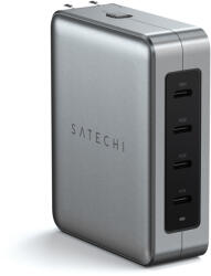 Satechi Utazó Töltő 145W USB-C 4-Port (4x USB-C PD, UK-EU-AU-US adapterekkel és hálós táskával) - Űrszürke