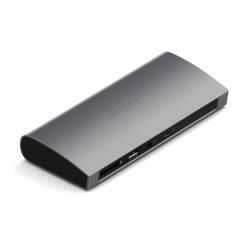Satechi Alumínium Thunderbolt 4 Dokkoló (1xT4 P 96W, 3x T4 40Gbps 15W, Ethernet, 3xUSB-A 3.2 10 Gbps, 1xUSB-A 2.0 töltés, SD kártya, 3.5mm audio) EU verzió - Űrszürke