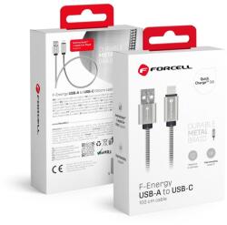 Forcell F-ENERGY Metal C234 kábel USB A-ról Type-C-re QC3.0 2, 4A 12W 1 m ezüst