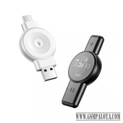 XO CX026 vezeték nél. Óratöltő, USB-A/C, Fekete (XOP-WATCHCH-CX026-BK)