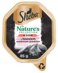 Sheba Nature’s Collection 85 g nedves teljes értékű eledel felnőtt macskáknak lazacdarabokkal, borsóval díszítve, mártásban