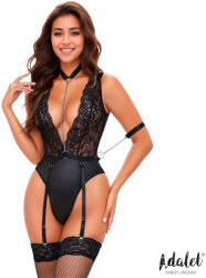 Adalet Ruby Bodysuit with Garter Black S/M