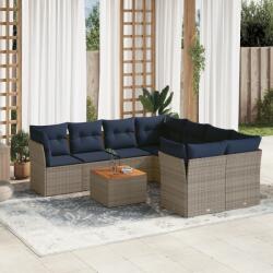 vidaXL 9 részes szürke polyrattan kerti ülőgarnitúra párnával (3255865)