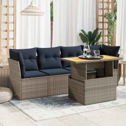vidaXL 5 részes szürke polyrattan kerti ülőgarnitúra párnákkal (3326882) - vidaxl