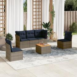 vidaXL 6 részes szürke polyrattan kerti ülőgarnitúra párnával (3255879)