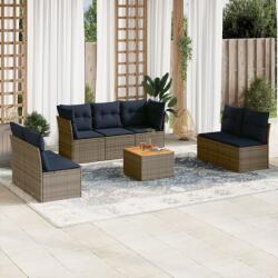 vidaXL 8 részes szürke polyrattan kerti ülőgarnitúra párnával (3255900)