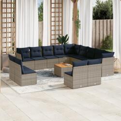 vidaXL 14 részes szürke polyrattan kerti ülőgarnitúra párnákkal (3256271)