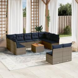vidaXL 12 részes szürke polyrattan kerti ülőgarnitúra párnákkal (3256222) - vidaxl