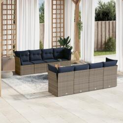 vidaXL 9 részes szürke polyrattan kerti ülőgarnitúra párnával (3255858)