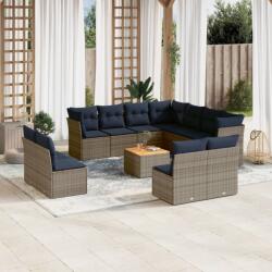 vidaXL 12 részes szürke polyrattan kerti ülőgarnitúra párnákkal (3256040)