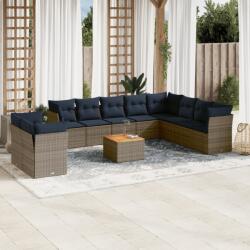 vidaXL 11 részes szürke polyrattan kerti ülőgarnitúra párnákkal (3256054) - vidaxl
