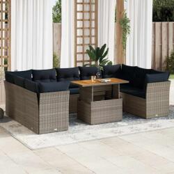 vidaXL 10 részes szürke polyrattan kerti ülőgarnitúra párnákkal (3326973)