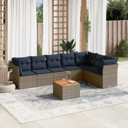 vidaXL 8 részes szürke polyrattan kerti ülőgarnitúra párnával (3256012)