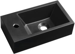 SAPHO Sapho, AMAROK öntött márvány mosogató 40x22cm, fekete matt, bal oldalon csaptelep, AR400B (AR400B)