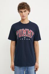 Tommy Jeans pamut póló sötétkék, férfi, nyomott mintás, DM0DM18537 - sötétkék L