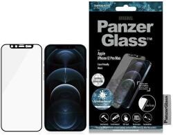 Panzer E2E Microfracture Antibakteriális Üveg Kamera Fedéllel és Swarovski Kristállyal iPhone 12 Pro Max-hoz - Fekete Kerettel, üvegfólia