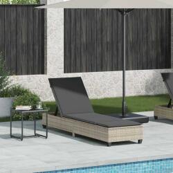 vidaXL világosszürke polyrattan napozóágy párnákkal 55x200x25, 5 cm (4104098) - vidaxl