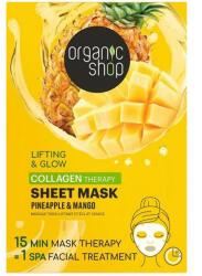  Organic Shop Lifting & Glow Kollagénes fátyolmaszk ananásszal és mangóval, 25 g