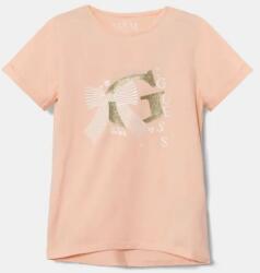 GUESS Тениска в прасковен цвят със златисто G и панделка за мини момиче Guess
