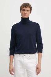 Tommy Hilfiger gyapjú pulóver könnyű, férfi, sötétkék, garbónyakú, MW0MW36537 - sötétkék S