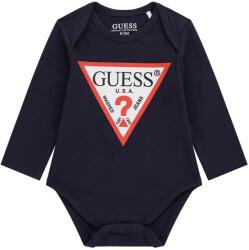 Guess Тъмно синьо боди с дълъг ръкав за новородено момче с червено лого Guess