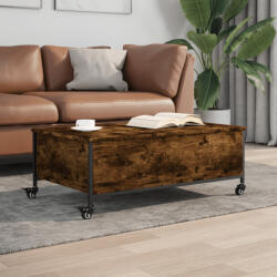 vidaXL füstös tölgy szerelt fa dohányzóasztal kerekekkel 91x55x34 cm (842298)