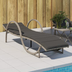 vidaXL világosszürke polyrattan napozóágy párnával 60x199x42 cm (368262)