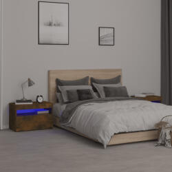 vidaXL 2 db füstös tölgy színű éjjeliszekrény LED-ekkel 60x35x40 cm (3152827) - valora
