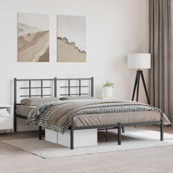 vidaXL fekete fém ágykeret fejtámlával 150 x 200 cm (355563) - valora