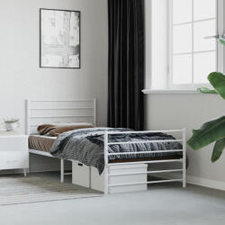 vidaXL fehér fém ágykeret fej- és lábtámlával 107 x 203 cm (352382)