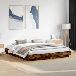 vidaXL füstös tölgy színű ágykeret LED-világítással 200x200 cm (3209769) - valora