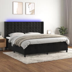 vidaXL fekete bársony rugós és LED-es ágy matraccal 200x200 cm (3139825)