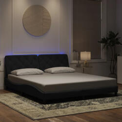 vidaXL fekete bársony ágykeret LED-világítással 180 x 200 cm (3213869) - valora
