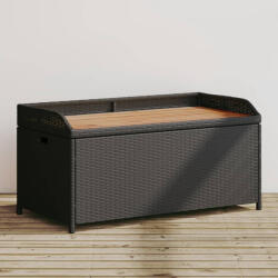 vidaXL fekete polyrattan és akácfa tárolópad 100 x 50 x 52 cm (365949) - valora