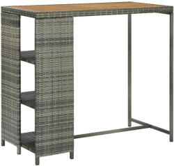 vidaXL szürke polyrattan bárasztal tárolópolccal 120 x 60 x 110 cm (313479) - valora