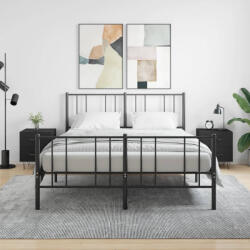 vidaXL 2 db fekete szerelt fa és vas éjjeliszekrény 40 x 35 x 47, 5 cm (827295)