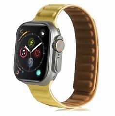 Gigapack Apple Watch Series/Ultra Szilikon pótszíj, sárga/barna (142783) (GP-142783)