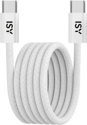 ISY 2V230135 USB Type-C összekötő kábel, mágneses borítás, 1 méter, max 100W, fehér (IUC-5400-PR) (IUC-5400-WT)