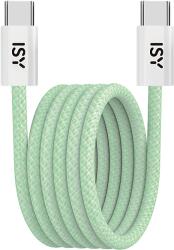 ISY 2V230133 USB Type-C összekötő kábel, mágneses borítás, 1 méter, max 100W, zöld (IUC-5400-GR) (IUC-5400-GR)
