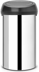 Brabantia Touch Bin New XXL nyomófedeles szemetes - fényes rozsdamentes acél test, matt fekete fedő 60L (402586)