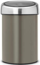 Brabantia Touch Bin fali/álló nyomófedeles szemetes - platinaszürke test, rozsdamentes acél selyem fedő 3L (364464)