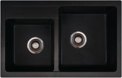 Metalac Quadro Plus 2D Metalac Gránit Mosogatótálca - Extra mély, Kétmedencés, Szemcsés Fekete