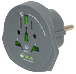Q2 power World to Europe utazó adapter (1.100100-TH) (1.100100-TH)