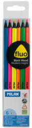 MILAN Creioane colorate Fluo Lemn Negru MILAN 0752306, 6 culori (0752306)