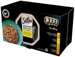 Sheba Selection Poultry Flavours 8x85 g nedves teljes értékű eledel felnőtt macskáknak mártással, csirke- és pulykadarabokkal, csirke, baromfi, pulyka