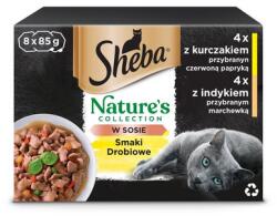 Sheba Nature’s Collection Poultry flavours 8x85 g nedves teljes értékű eledel felnőtt macskáknak mártással, csirke, pulyka darabokkal