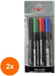 KOH-I-NOOR Set 2 x Marker Permanent, Varf Rotund, 4 Culori (HOK-2xKH-R4005-04P)
