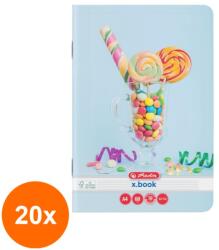 Herlitz Set 20 x Caiet A4, 60 File, 70 g / mp, Hartie FSC, Dictando, Colturi Rotunjite, Motiv Cupcakes (REH-20xHRZ-9495170)