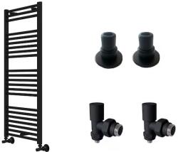 Radiva Calorifer Portprosop Haiti negru mat 600/1200, elementi acoperire teava si robineti tur-retur cu prindere in PEX incluse (1HAI06001200DB3SPACK)
